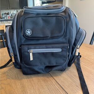 "J IS FOR JEEP" PERFECT POCKETS DIAPER BLACK BAG BACKPACK LOADS OF POCKETS